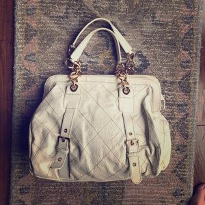 Italian White Patent Leather Gold Chain Strap